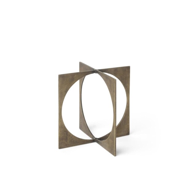 Homeroots 6 x 5 x 5 in. Burnished Metal Circle Square Sculpture, Gold - 392461