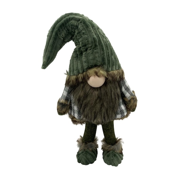 Palacedesigns 29.5 x 9.5 x 12.5 in. Dark Green & Plaid Fabric Gnome - PA3091445