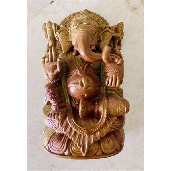 Escenario OMNR4112-GaneshaBrown Handcarved Sculpture - Soapstone Elephant Head God Ganesha, Brown - Medium - ES2447189