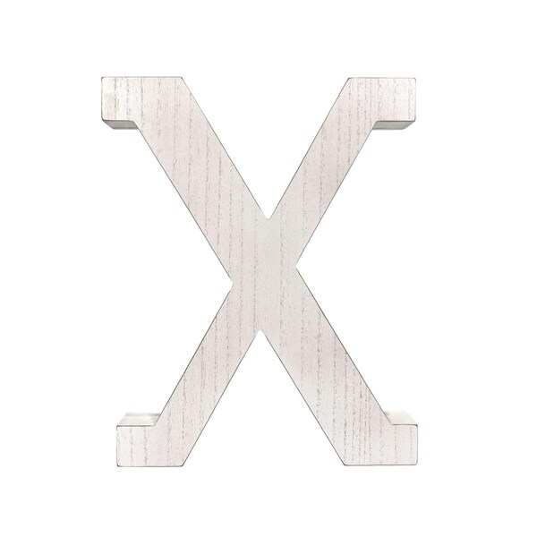 Homeroots 16 in. Distressed Wooden Initial Letter X Sculpture, White Wash - 478376
