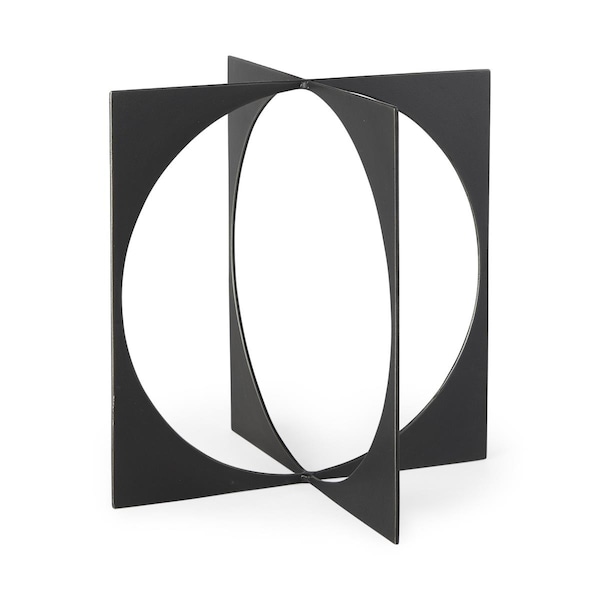 Palacedesigns 6 in. Charcoal Gray Metal Circle Square Sculpture - PA3098236