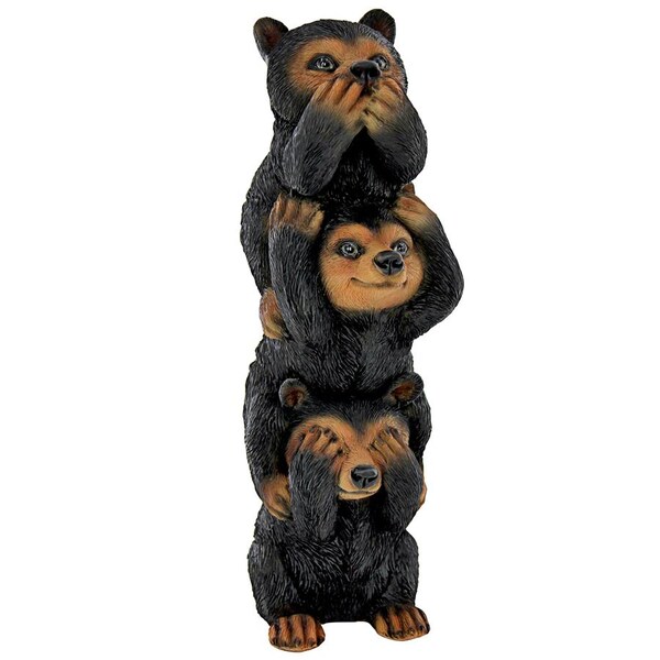 Design Toscano Backwoods Troublemakers Speak, Hear, See No Evil Black Bear Statue - HT142927