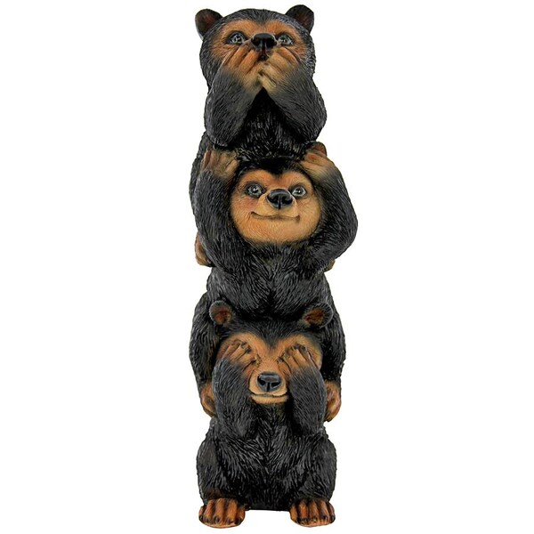 Design Toscano Backwoods Troublemakers Speak, Hear, See No Evil Black Bear Statue - HT142927