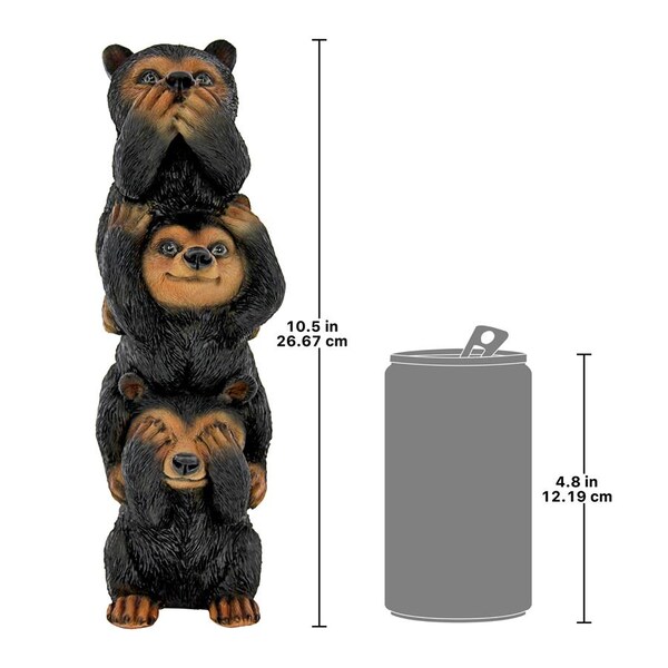 Design Toscano Backwoods Troublemakers Speak, Hear, See No Evil Black Bear Statue - HT142927