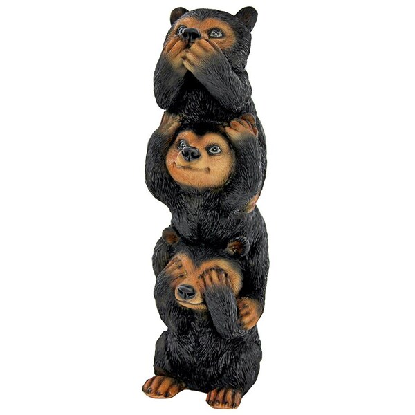 Design Toscano Backwoods Troublemakers Speak, Hear, See No Evil Black Bear Statue - HT142927