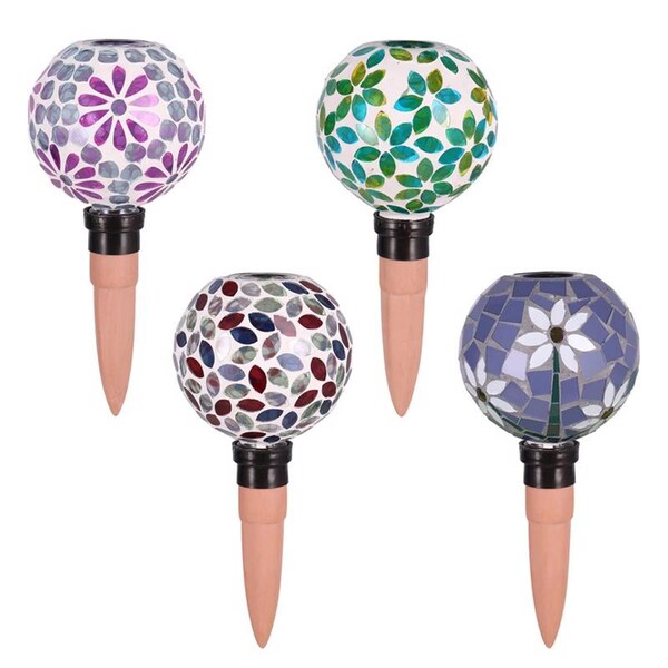 Conservatorio 9 in. Assorted Glass & Iron Mosaic Plant Self-Watering Globe, 12PK - CO2741851