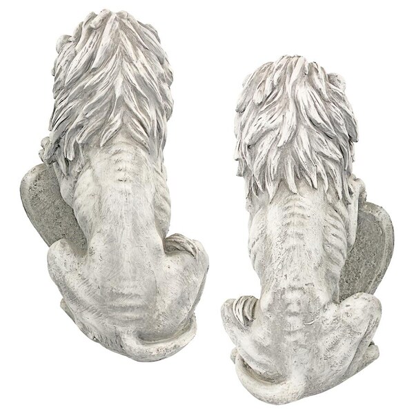 Design Toscano Roaring Beasts of Castello di Rocca Lion Sentinel Statues: Set of Two - LY937288