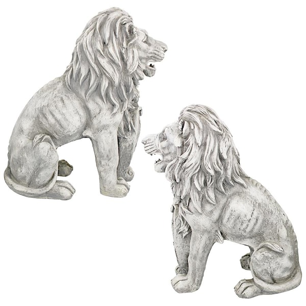 Design Toscano Roaring Beasts of Castello di Rocca Lion Sentinel Statues: Set of Two - LY937288