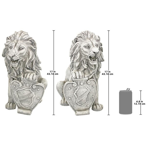 Design Toscano Roaring Beasts of Castello di Rocca Lion Sentinel Statues: Set of Two - LY937288