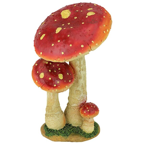 Design Toscano Mystic Forest Red and Tan Mushroom Statue: Red - QM223021