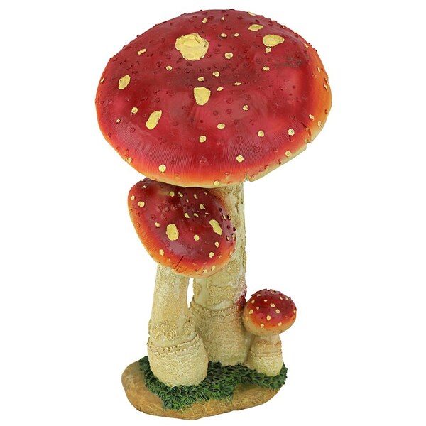 Design Toscano Mystic Forest Red and Tan Mushroom Statue: Red - QM223021