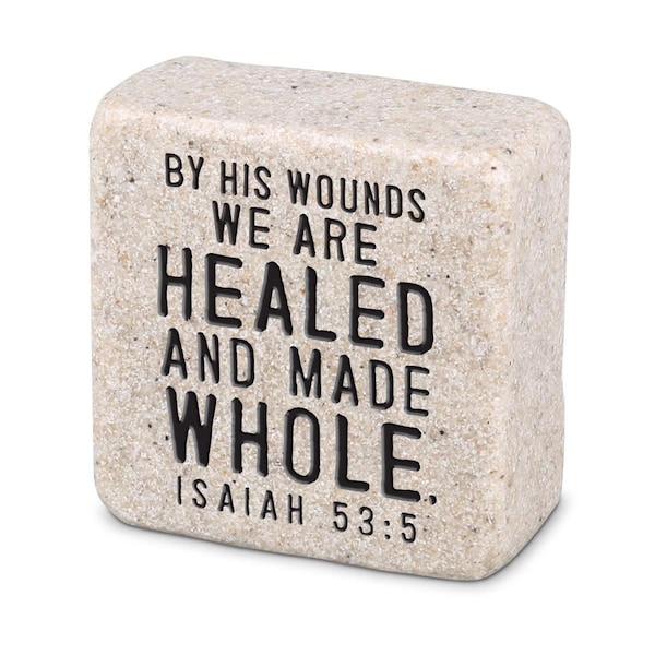 Dicksons 2.25 x 0.5 in. Unisex Block By His Wounds Scripture, White - One Size - 40768