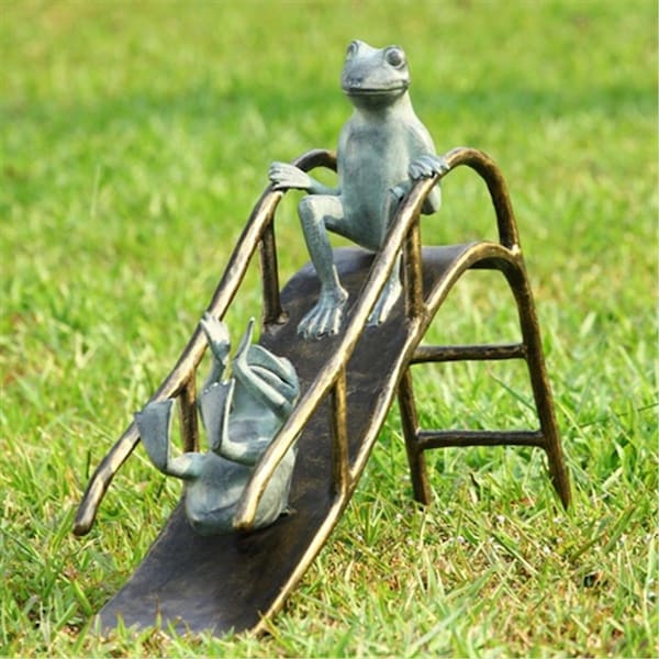 Rickis Rugs Sliding Frogs Garden Sculpture - RI2490944