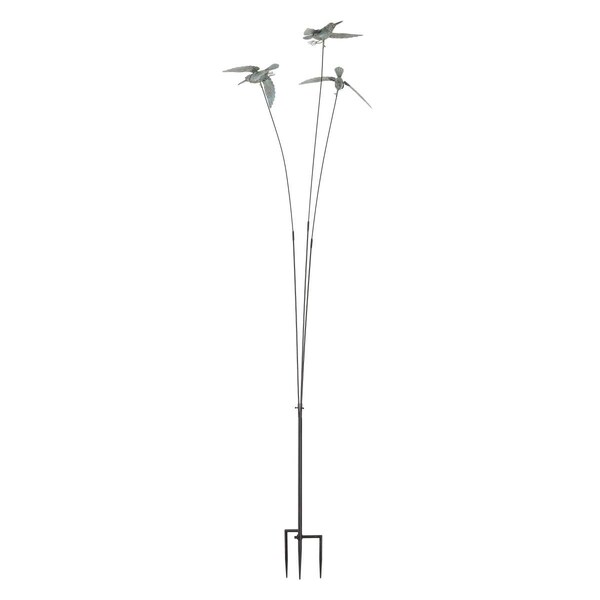 Continental Art Center Tall Rustic Three Hummingbirds Garden Stake - Green - 19926