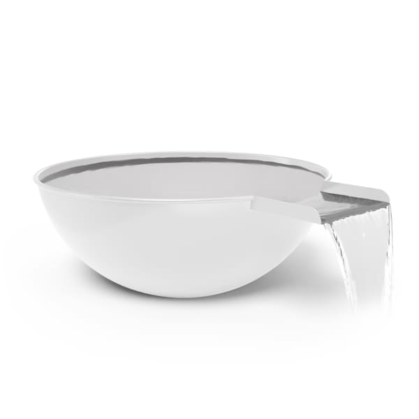 The Outdoor Plus 48 Round Sedona Water Bowl - Powder Coated Metal - White - - OPT-48RPCWO-WHT