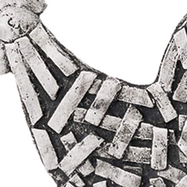 Homeroots 3 x 9.5 x 10.5 in. Silver & Black Gallo Futurista Strap Rooster Sculpture - 354862