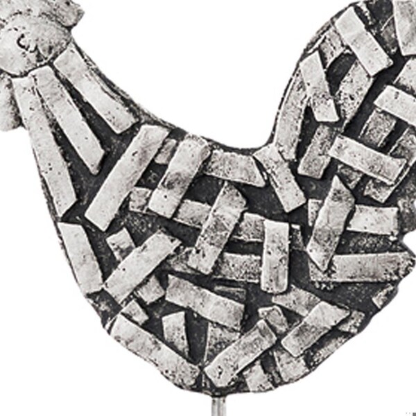Homeroots 3 x 9.5 x 10.5 in. Silver & Black Gallo Futurista Strap Rooster Sculpture - 354862