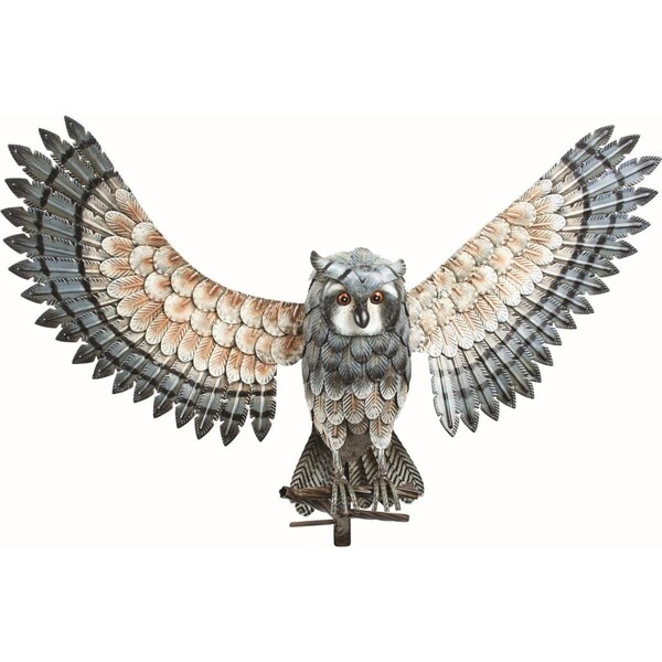 Patio Trasero Metal Owl with Wings Out Garden Statue - PA2462147