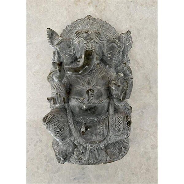 Escenario OMNR4110-GaneshaGrey Handcrafted Sculpture in Soapstone Elephant Head God Ganesha - Grey - ES2446102
