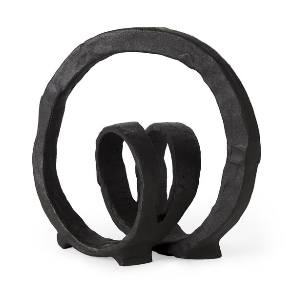 Homeroots 8 x 5 x 8 in. Black Metal Ribbon Loop Sculpture - 392526