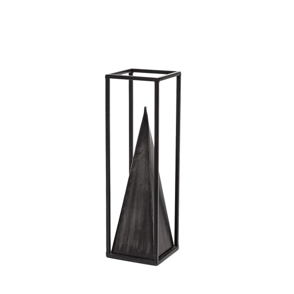 Homeroots 13 x 4 x 4 in. Petite Black Metal Framed Pyramid Decor Piece - 392398