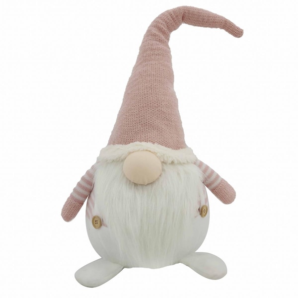 Palacedesigns 29.25 x 10.5 x 14 in. White & Pink Stripe Chubby Gnome - PA3096395
