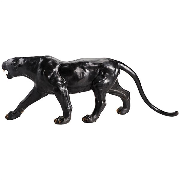 Design Toscano Panther Predator Black Jaguar Cast Bronze Garden Statue - PB1194