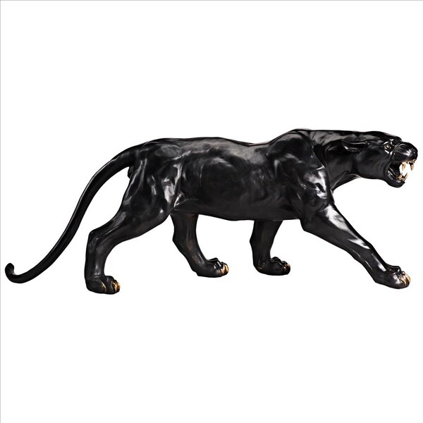 Design Toscano Panther Predator Black Jaguar Cast Bronze Garden Statue - PB1194