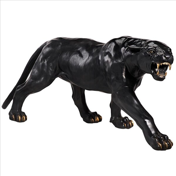 Design Toscano Panther Predator Black Jaguar Cast Bronze Garden Statue - PB1194