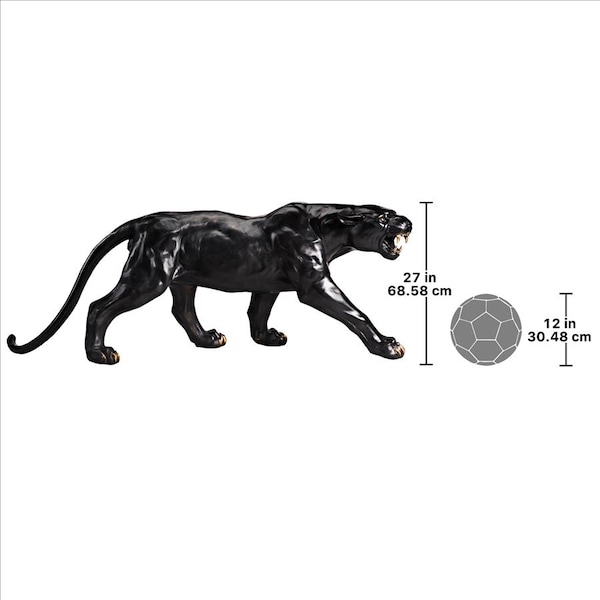 Design Toscano Panther Predator Black Jaguar Cast Bronze Garden Statue - PB1194