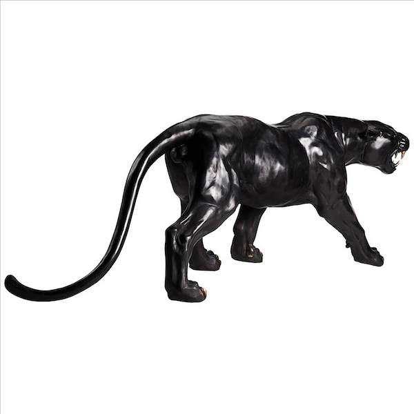 Design Toscano Panther Predator Black Jaguar Cast Bronze Garden Statue - PB1194