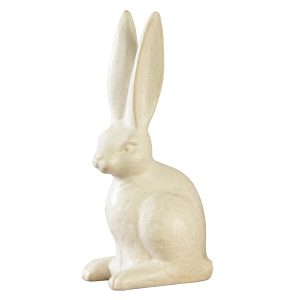 Homeroots 11 x 5.5 x 3.75 in. Jumbo Ceramic White Rabbit Sculpture - 390129