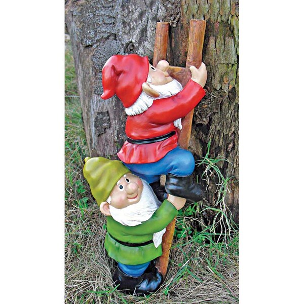 Design Toscano Up the Ladder: Climbing Garden Gnome Statue - QM2360100