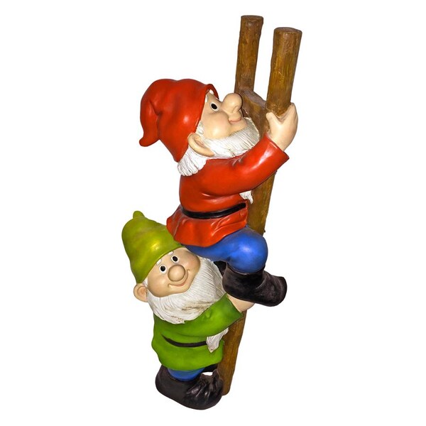 Design Toscano Up the Ladder: Climbing Garden Gnome Statue - QM2360100