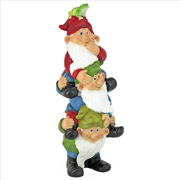 Design Toscano Tower of Three Gnomes and Frog Statue - QM2360300