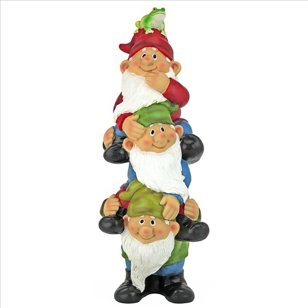 Design Toscano Tower of Three Gnomes and Frog Statue - QM2360300