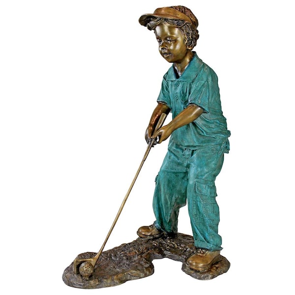 Design Toscano Gabe The Boy Golfer Cast Bronze Garden Statue - PN6549
