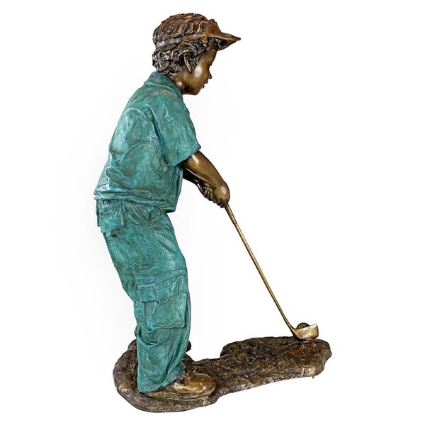 Design Toscano Gabe The Boy Golfer Cast Bronze Garden Statue - PN6549