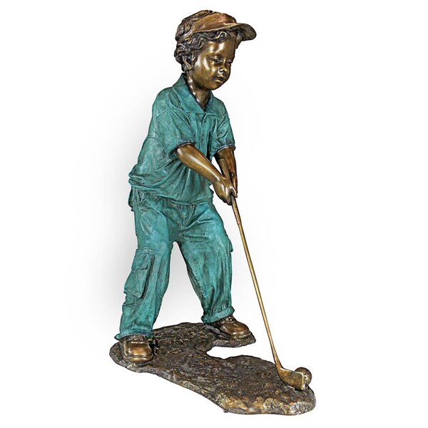 Design Toscano Gabe The Boy Golfer Cast Bronze Garden Statue - PN6549