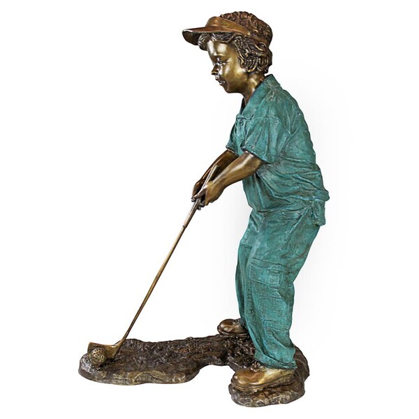 Design Toscano Gabe The Boy Golfer Cast Bronze Garden Statue - PN6549