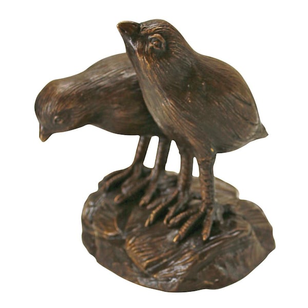 Design Toscano Twin Baby California Quail Solid Cast Bronze Garden Statue - PN6677