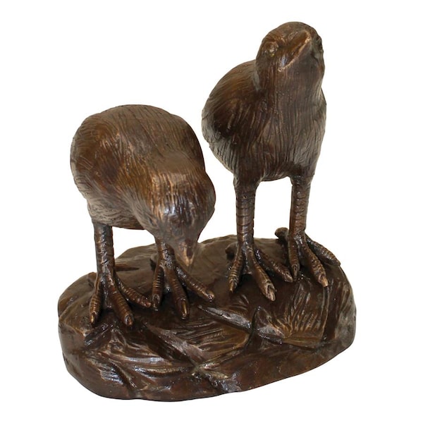 Design Toscano Twin Baby California Quail Solid Cast Bronze Garden Statue - PN6677
