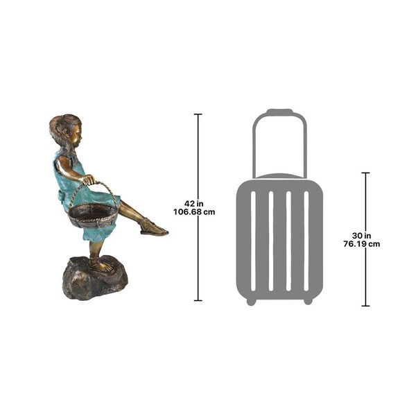 Design Toscano Brittany with a Basket, Little Girl Cast Bronze Garden Statue - PN6326