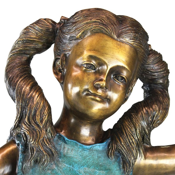 Design Toscano Brittany with a Basket, Little Girl Cast Bronze Garden Statue - PN6326