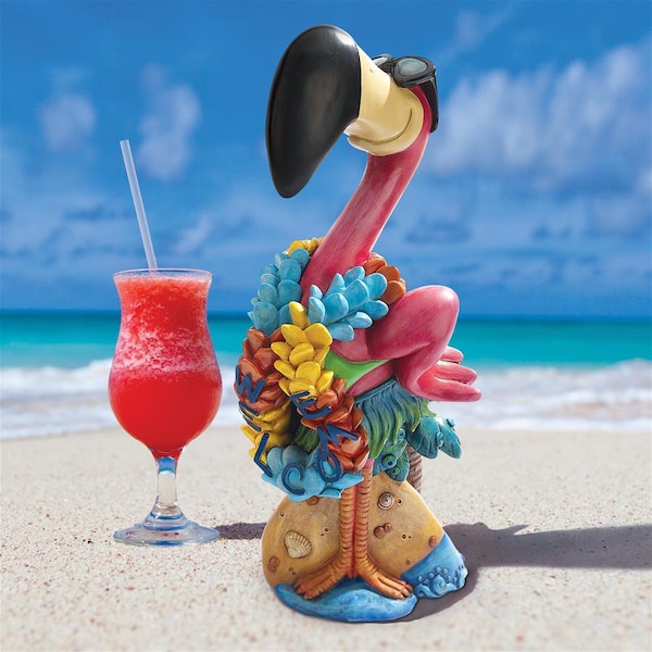 Design Toscano Flamingo Frank in Paradise: Pink Flamingo Garden Statue - HF616723