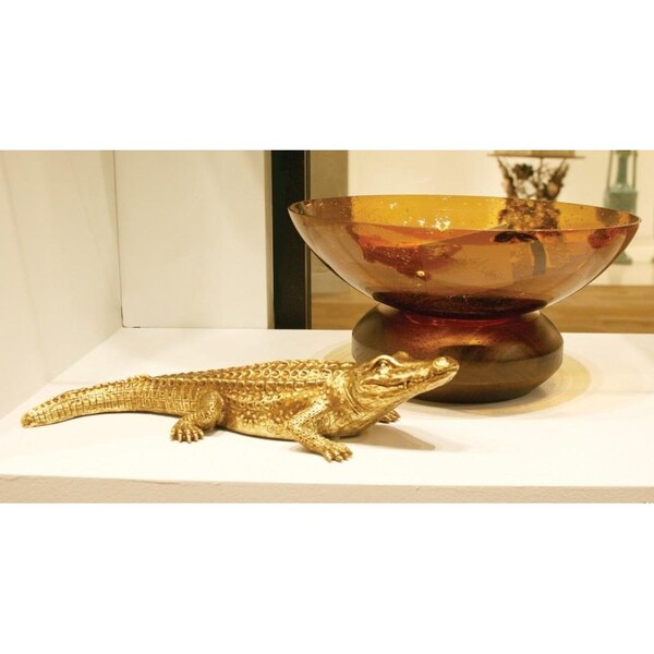 Homeroots Golden Crocodile Brass Finish Sculpture - 384167