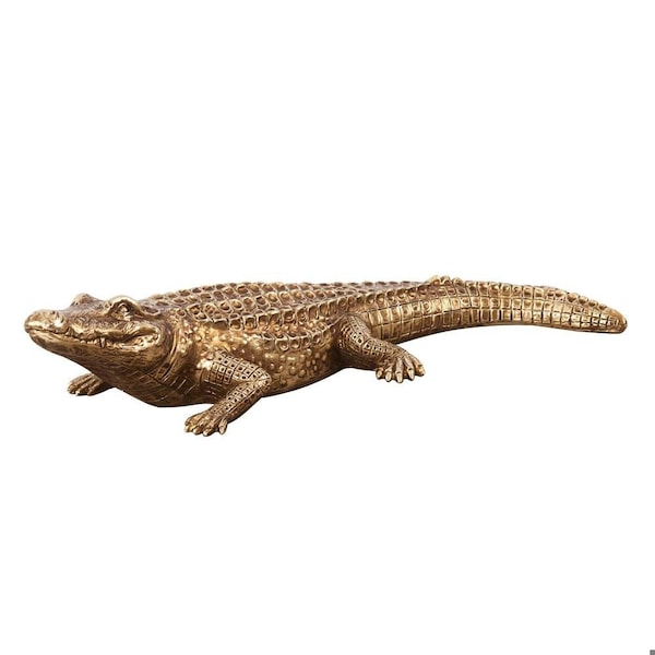 Homeroots Golden Crocodile Brass Finish Sculpture - 384167