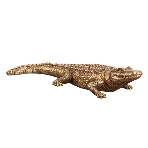 Homeroots Golden Crocodile Brass Finish Sculpture - 384167