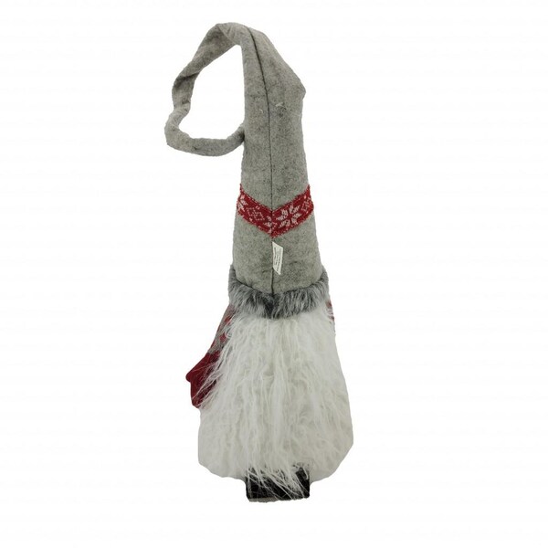 Homeroots 36 x 6.3 x 6.7 in. Red & Gray Winter Gnome with Snowflakes - 399343