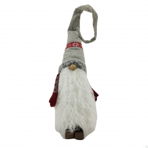 Homeroots 36 x 6.3 x 6.7 in. Red & Gray Winter Gnome with Snowflakes - 399343
